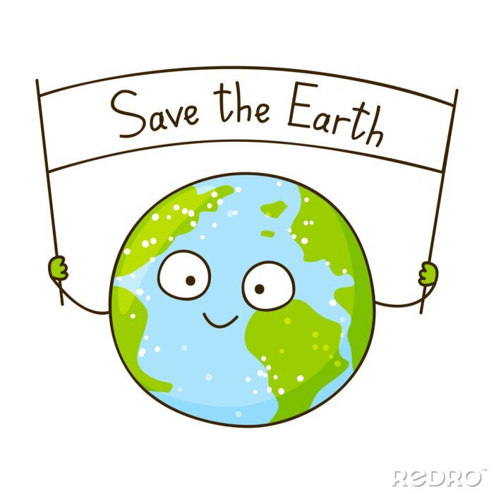 Poster Planeet aarde met een inscriptie banner