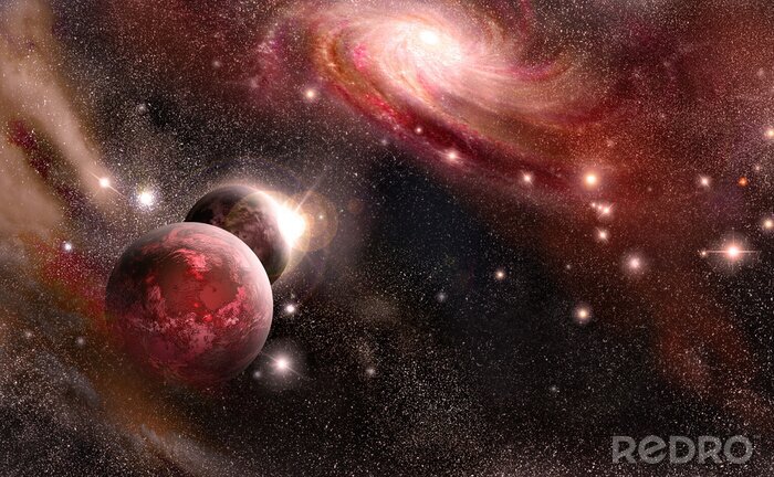 Poster Planeten hemel en sterren