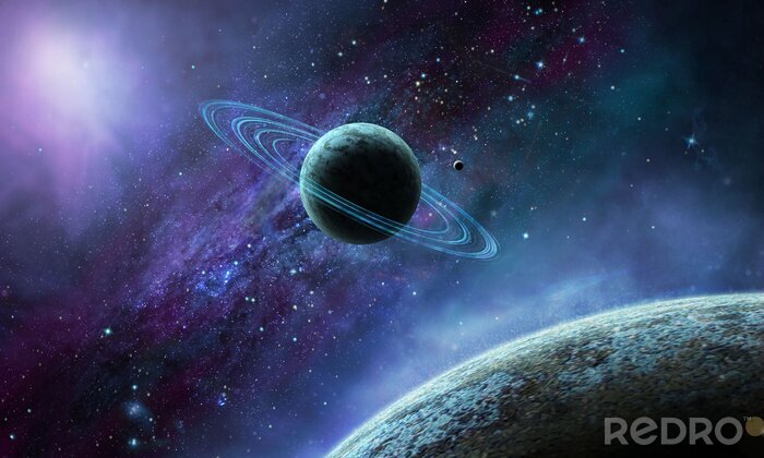 Poster Planeten in de ruimte gerangschikt in een lijn