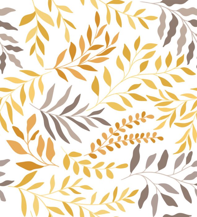 Poster Plantengrafieken in geelgrijze tinten