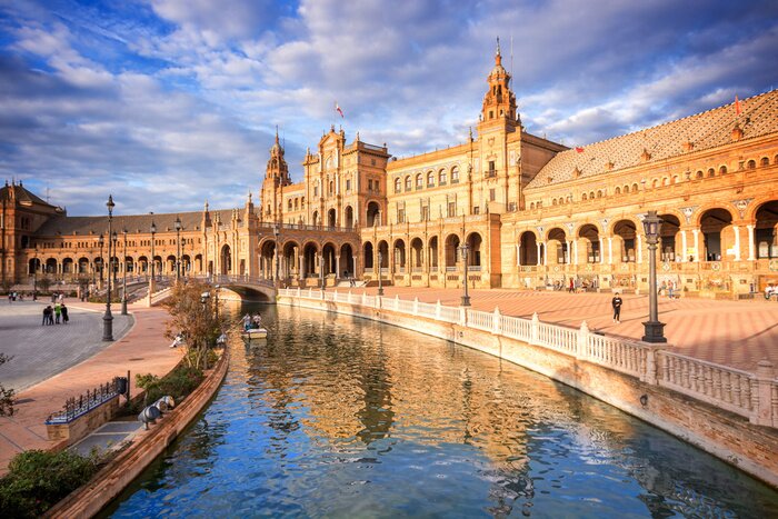 Poster Plaza de Espana (Spanje vierkant) in Sevilla, Andalusië