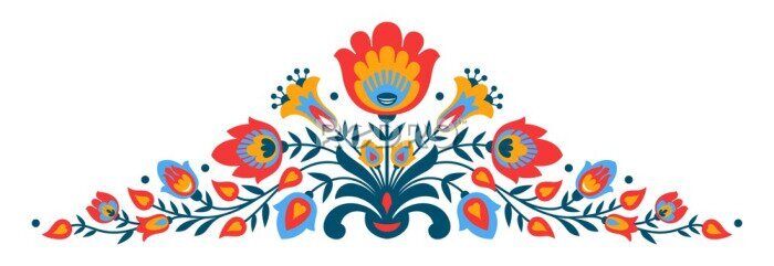 Poster Poolse folk papercut stijl bloemen