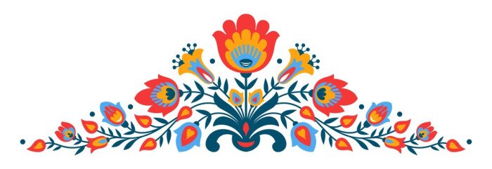 Poster Poolse folk papercut stijl bloemen