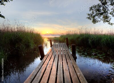Poster Poolse landschappen met een houten pier