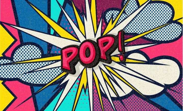 Poster Pop! Pop art funny comic speech word. Fashionable poster and banner. Social Media Connecting Blog Communication Content. Trendy and fashion color retro vintage illustration background. Easy editable.