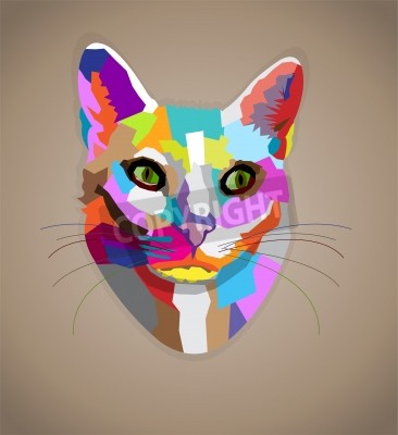 Poster Pop art gekleurde kat