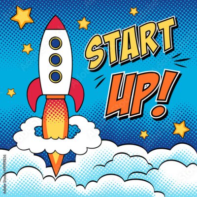 Poster Pop-art ruimteraketlancering