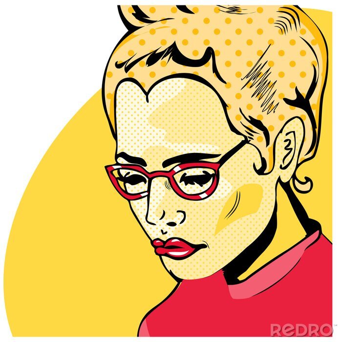 Poster Pop Art Vrouw comic book-stijl met stip