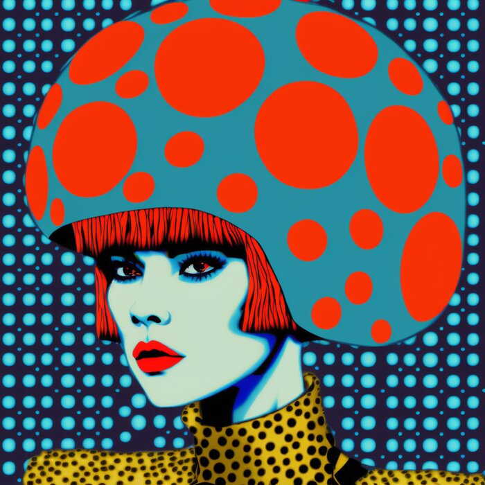 Poster Popart portret van een meisje met rood haar