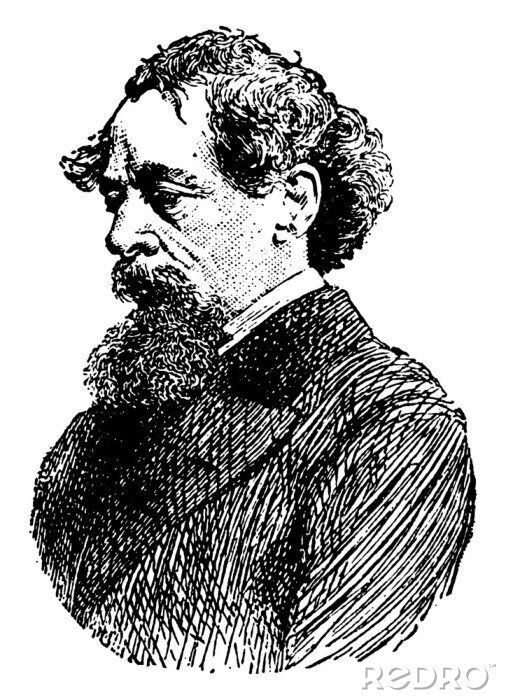 Poster Portret van Charles Dickens