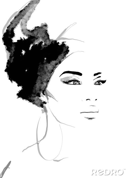 Poster Portret van een donkere vrouw