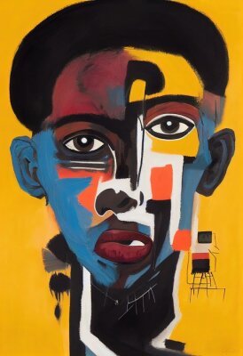 Poster Portret van een man in Basquiat-kunststijlen