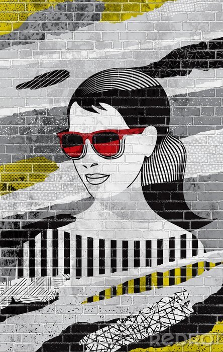 Poster Portret van een vrouw als graffiti concept
