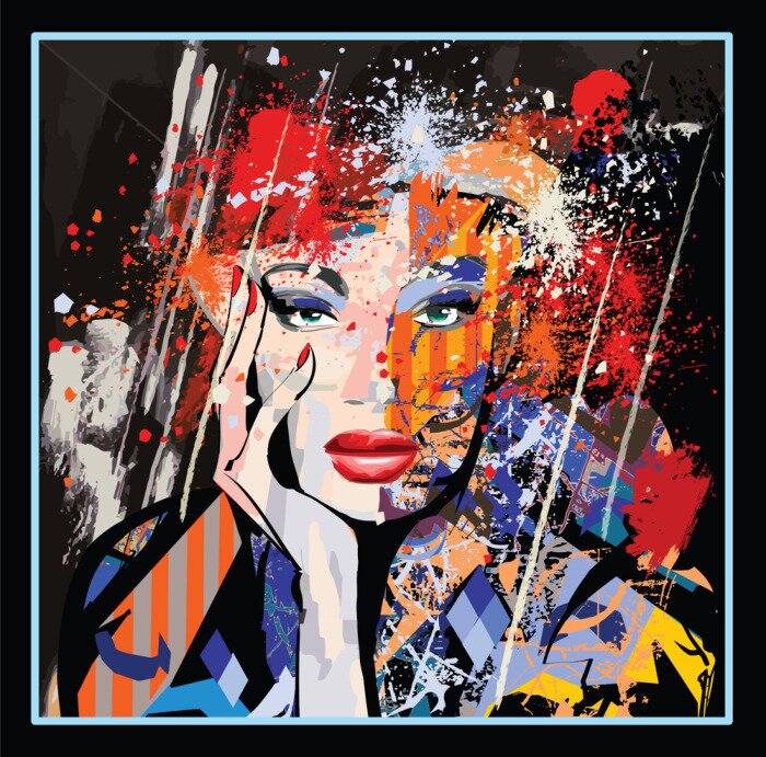 Poster Portret van een vrouwengezicht