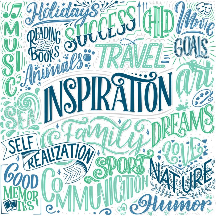 Poster Positieve slogans in marinekleuren