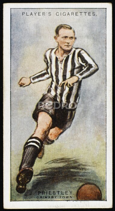 Poster Priestley tekening van een retro voetballer