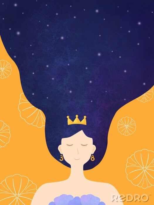 Poster Prinses met lang haar tijdens het slapen