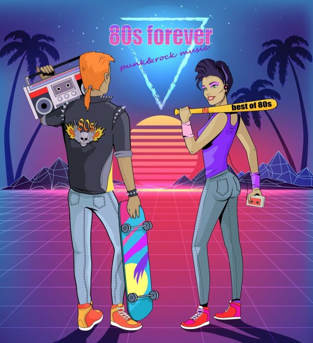 Poster Punk en Rock Muziek van 80's Bright Disc Cover