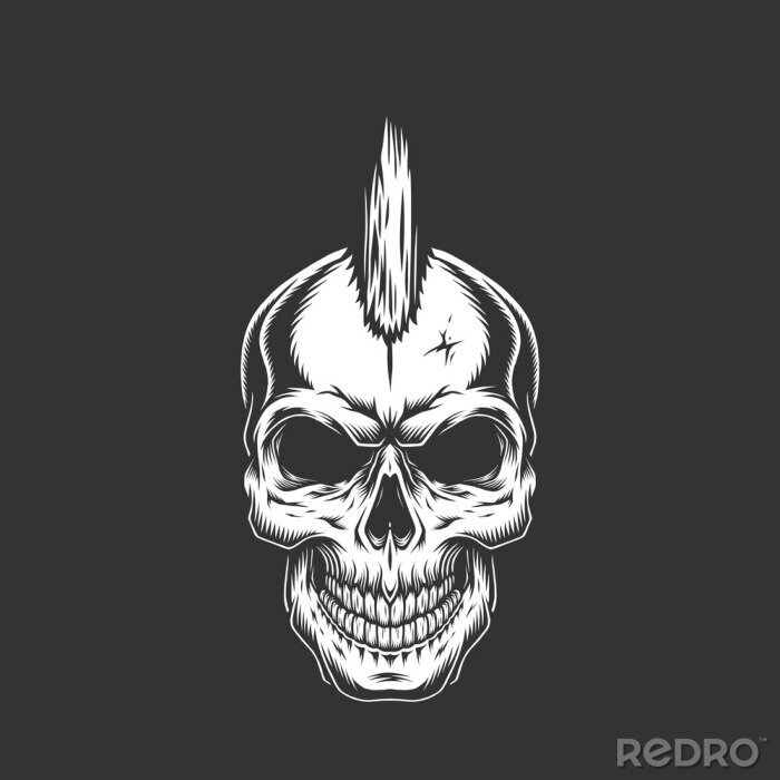Poster Punk rock schedel met iroquois kapsel