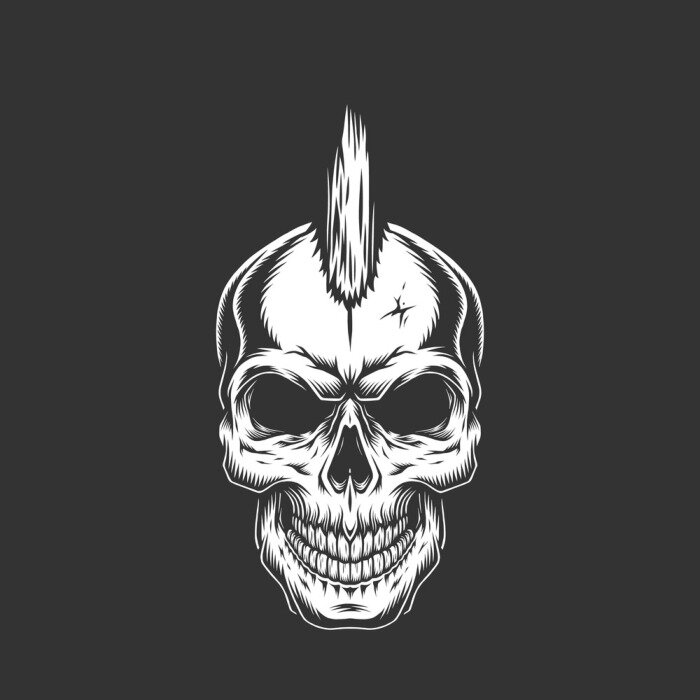 Poster Punk rock schedel met iroquois kapsel