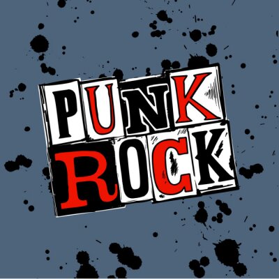 Poster Punk rock set. Punks not dead words and design elements. vector illustration.