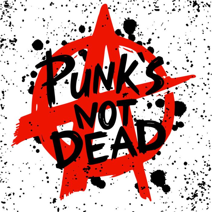 Poster Punk rock set. Punks not dead words and design elements. vector illustration.