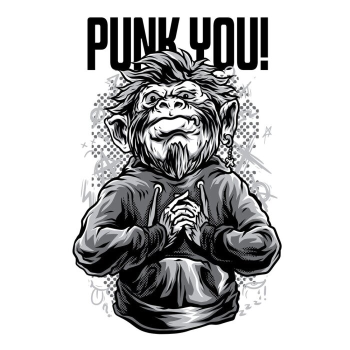 Poster Punk You! Black and White Illustration