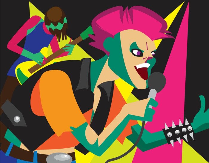 Poster Punkrock / Creatief conceptueel muziekfestival. Band met punkrock-muziek.