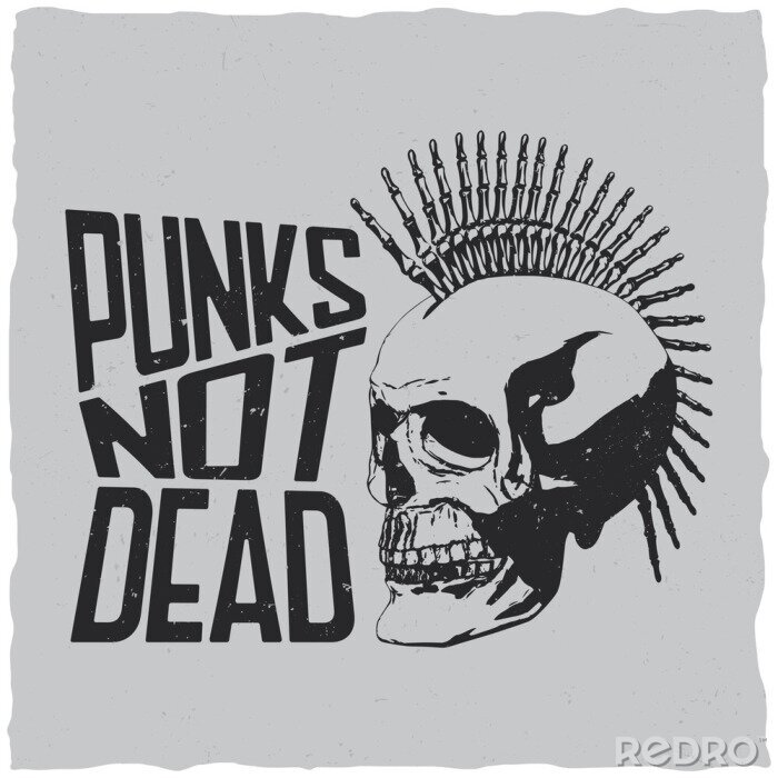 Poster Punks not dead label ontwerp voor t-shirts, posters, logo's, wenskaarten etc.