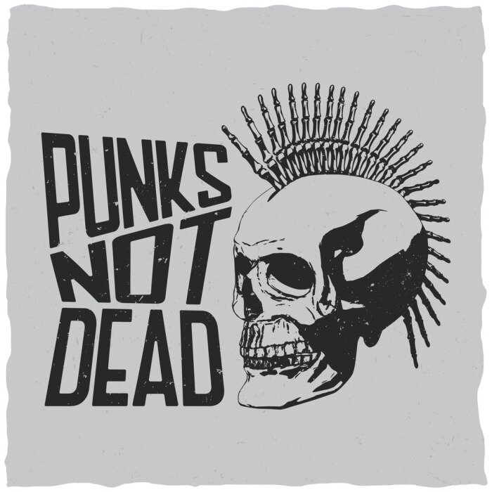 Poster Punks not dead label ontwerp voor t-shirts, posters, logo's, wenskaarten etc.