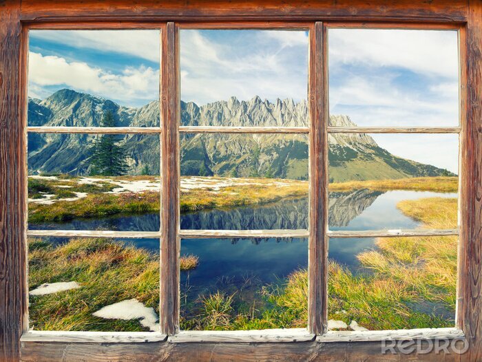 Poster Raam met uitzicht op Muhlbach