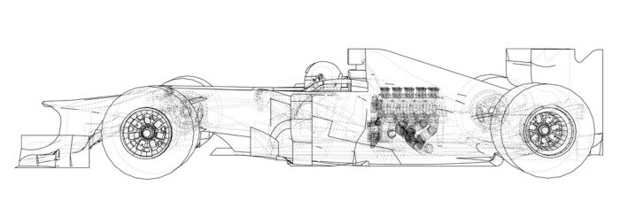 Poster Race auto. Wire-frame. EPS10 formaat. Vector weergave van 3d