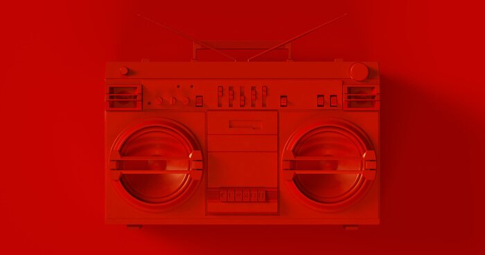 Poster Red Boombox 3d illustration
