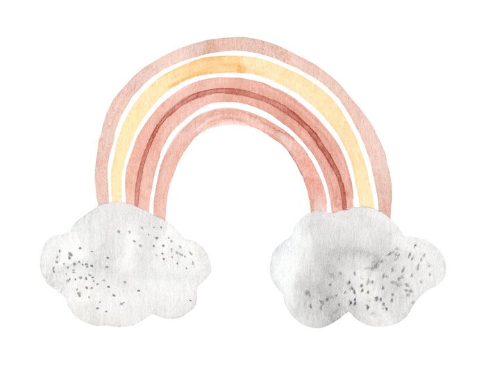 Poster Regenboog afgewerkt met grijze wolken