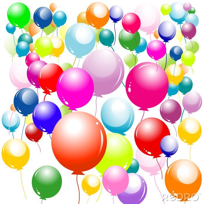 Poster Regenboog ballonnen op een witte achtergrond