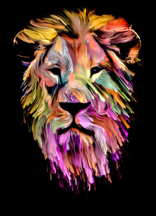 Poster Regenboogleeuw op een zwarte achtergrond