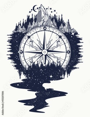 Poster Reizen met een kompas