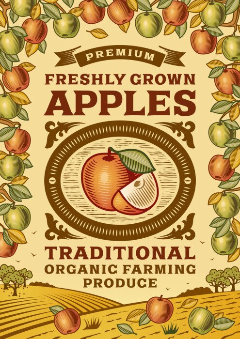 Poster Retro apples poster