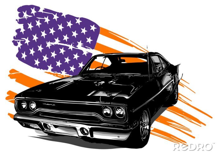 Poster Retro auto's in de VS