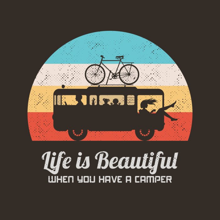 Poster Retro auto's voor op reis