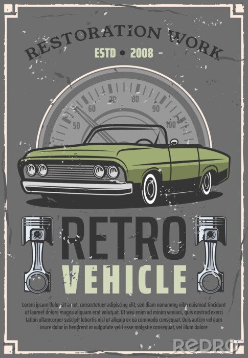 Poster Retro autoservicecentrum