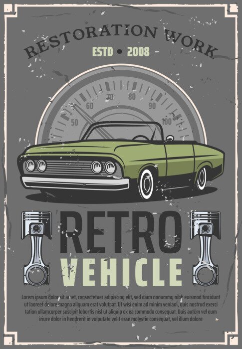 Poster Retro autoservicecentrum