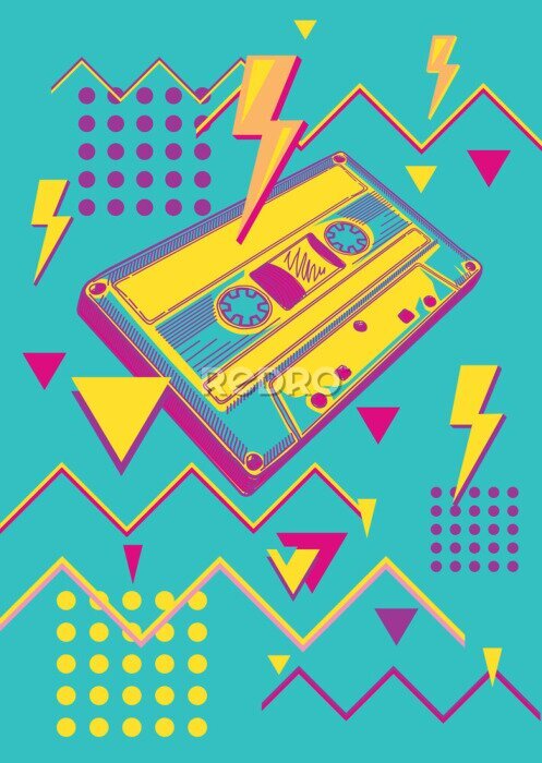 Poster Retro cassettebandje uit de jaren 80