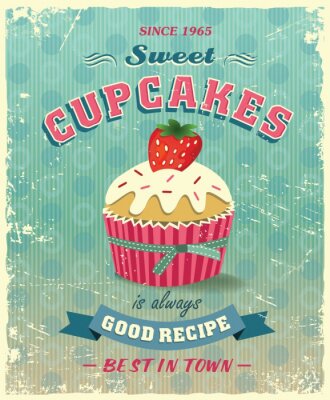 Poster Retro cupcake poster vector illustratie