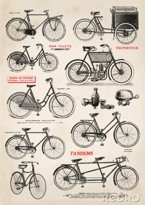Poster Retro fietsen op de afbeelding
