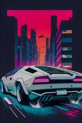 Poster Retro futuristische auto