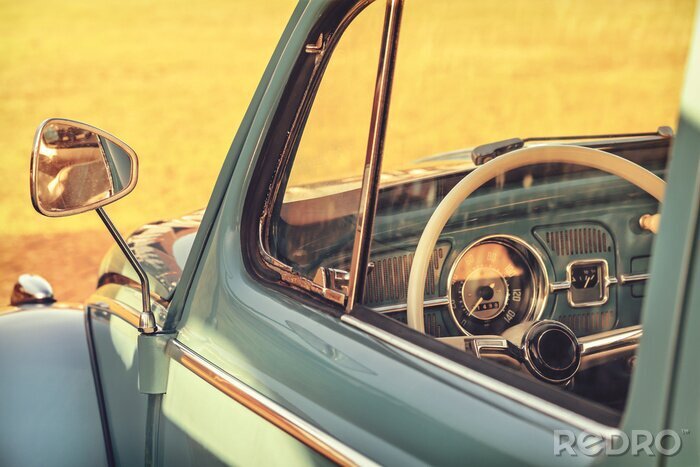 Poster Retro gestileerde detail van een klassieke auto