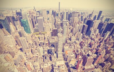 Retro gestileerde Luchtfoto van Manhattan, New York, USA.