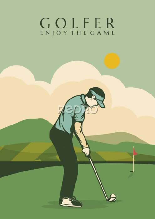 Poster Retro golf illustratie