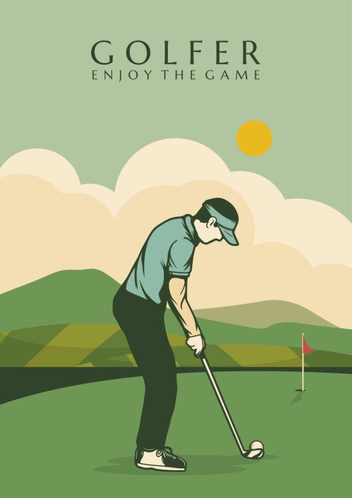 Poster Retro golf illustratie